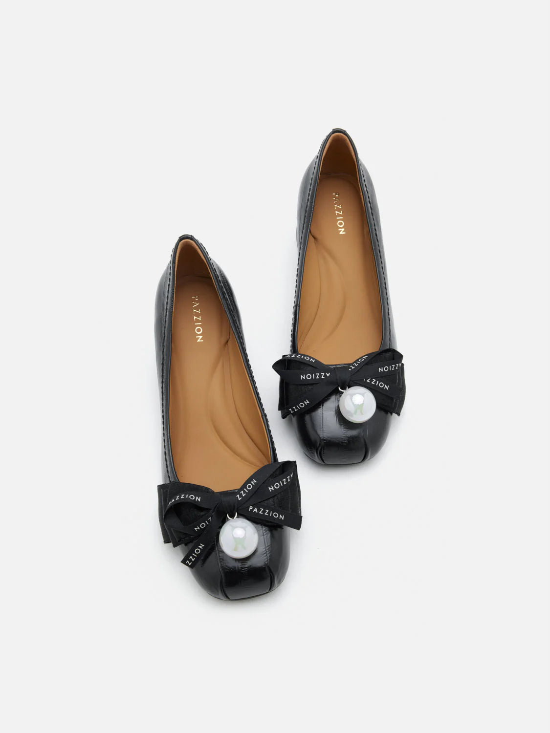 PAZZION, Florianna Ribbon and Pearl Low Block Heels, Black