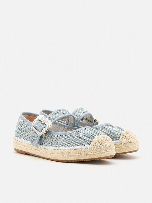 PAZZION, Gemma Diamante Buckle Espadrille Flats, Blue