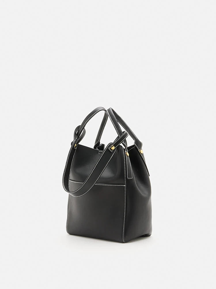 PAZZION, Gene Structured Top Handle Bag, Black