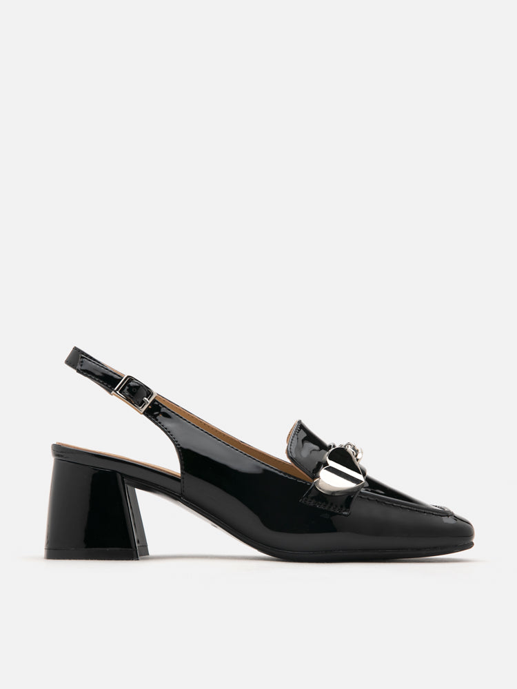 PAZZION, Georgia Patent Slingbacks, Black