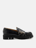 PAZZION, Giada Double Monk Strap Loafers, Black