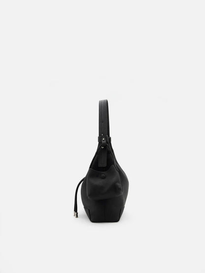 PAZZION, Giovanna Slouchy Leather Shoulder Bag, Black