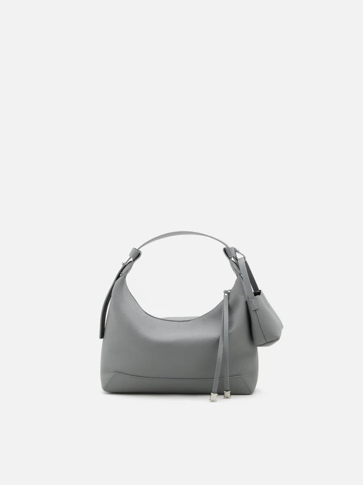 PAZZION, Giovanna Slouchy Leather Shoulder Bag, Grey