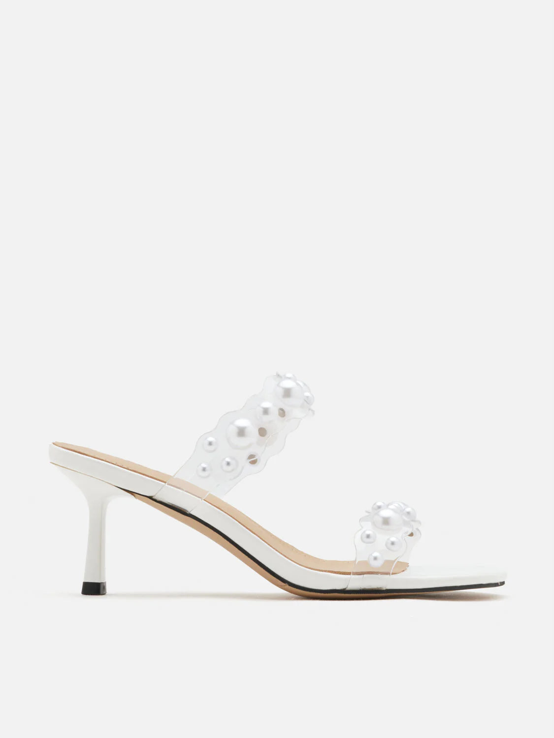 PAZZION, Greylisse Pearl Encrusted Sandal Heels, White