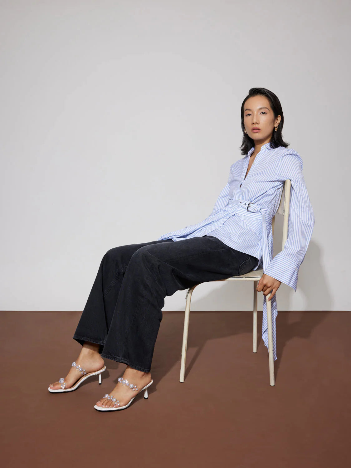 PAZZION, Greylisse Pearl Encrusted Sandal Heels, White