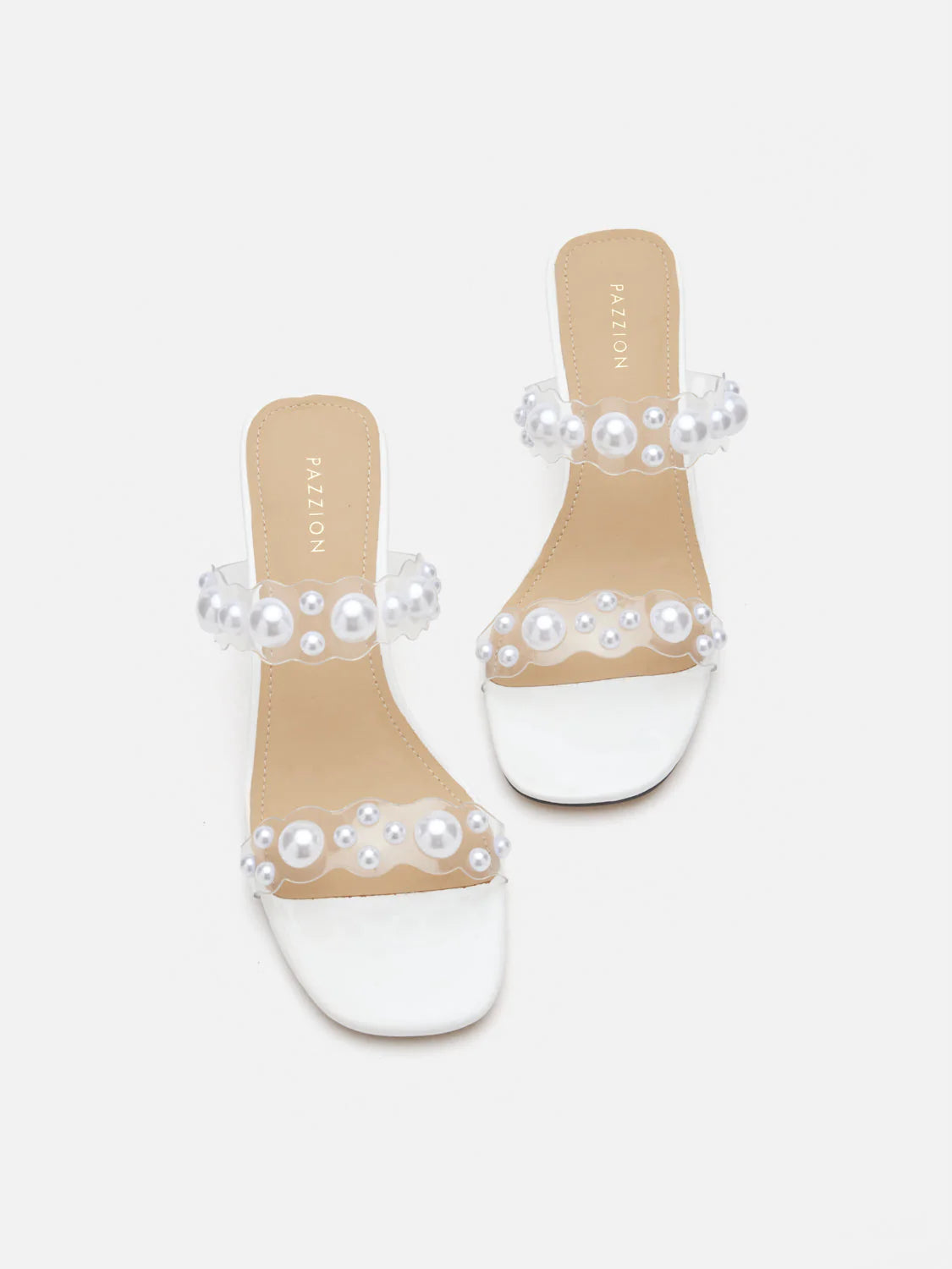 PAZZION, Greylisse Pearl Encrusted Sandal Heels, White