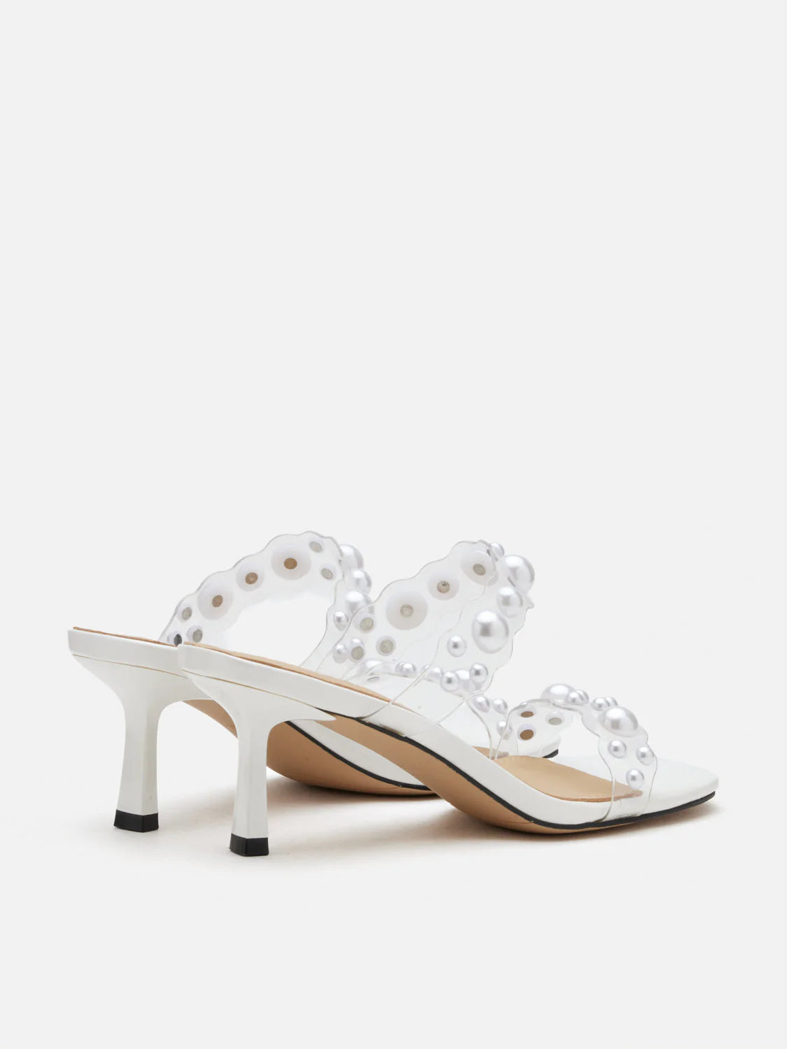 PAZZION, Greylisse Pearl Encrusted Sandal Heels, White