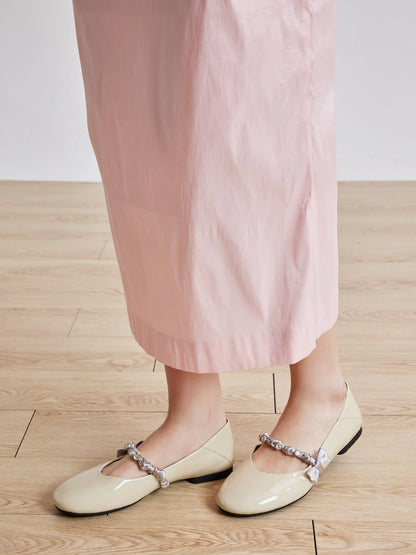 PAZZION, Guillame Braided Strap Patent Mary Janes, Beige