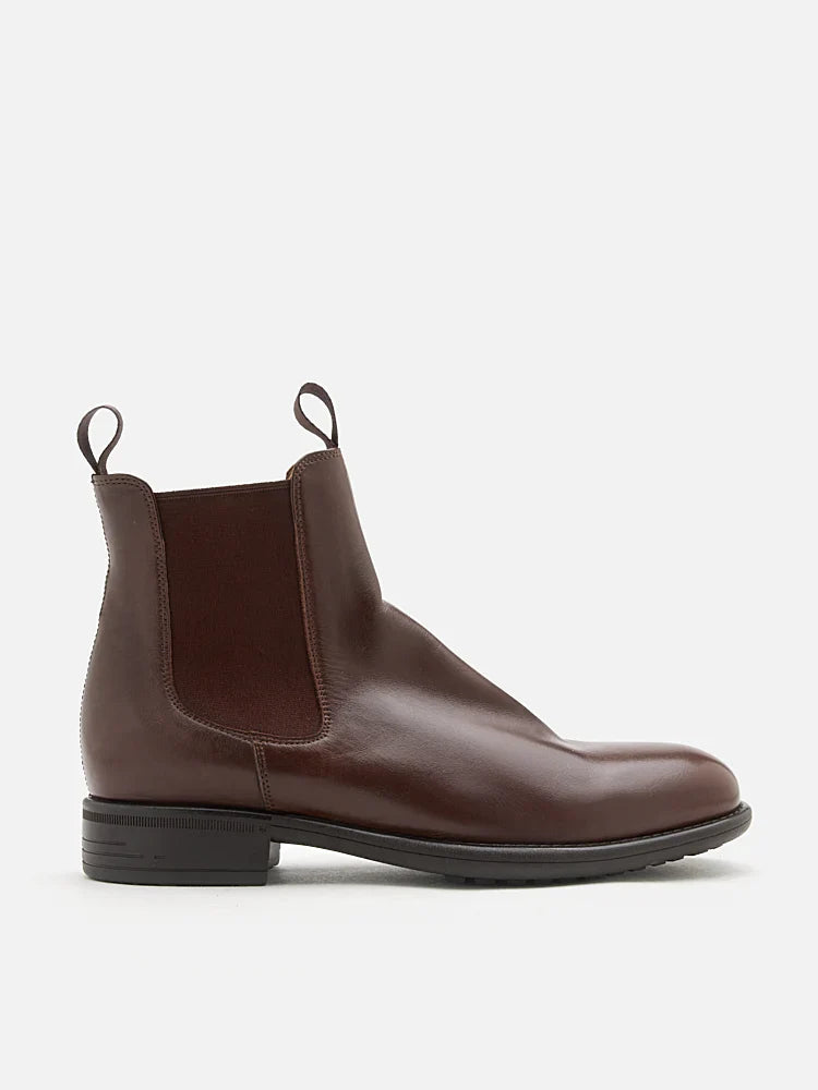 PAZZION, Gwen Calfskin Leather Chelsea Boots, Brown