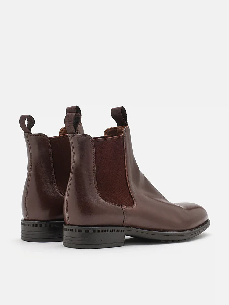 PAZZION, Gwen Calfskin Leather Chelsea Boots, Brown