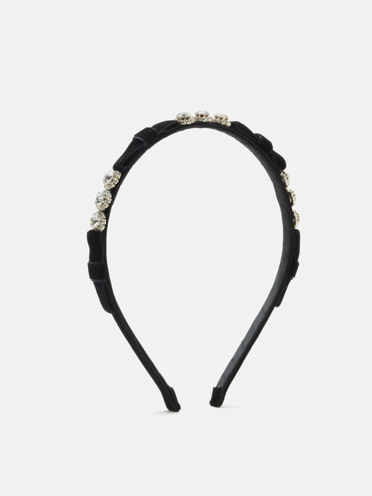 PAZZION, Halina Diamante and Bow Hair Band, Black