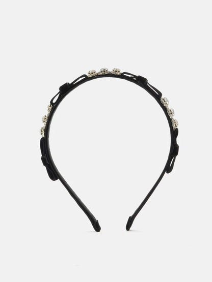 PAZZION, Halina Diamante and Bow Hair Band, Black