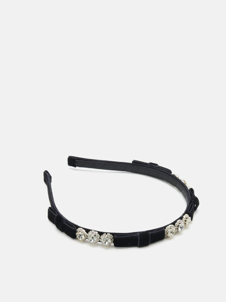 PAZZION, Halina Diamante and Bow Hair Band, Black