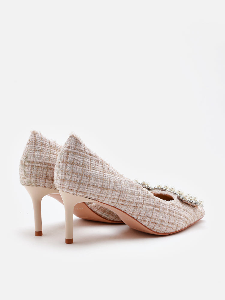 PAZZION, Harriet Embellished High Heels, Almond