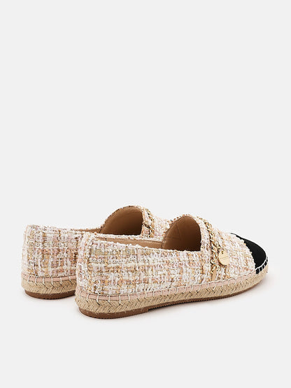 PAZZION, Heidi Colour Blocked Chained Espadrilles, Almond