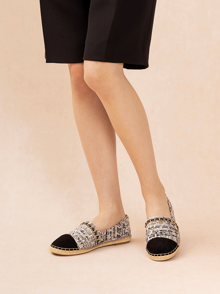 PAZZION, Heidi Colour Blocked Chained Espadrilles, Black