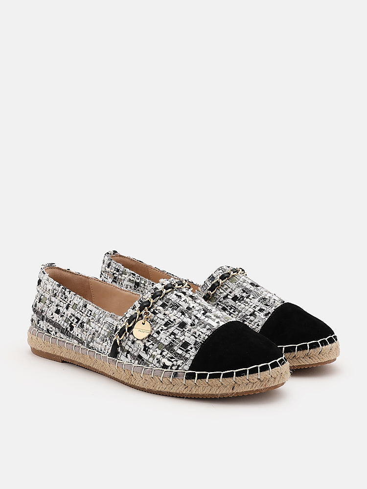 PAZZION, Heidi Colour Blocked Chained Espadrilles, Black