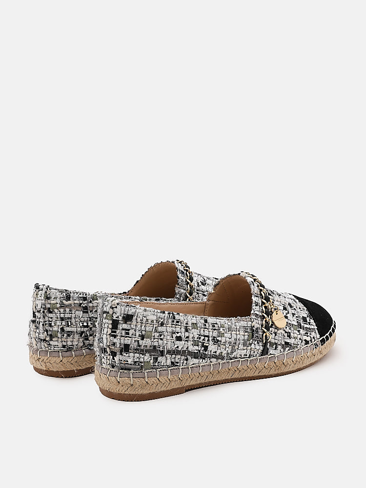 PAZZION, Heidi Colour Blocked Chained Espadrilles, Black