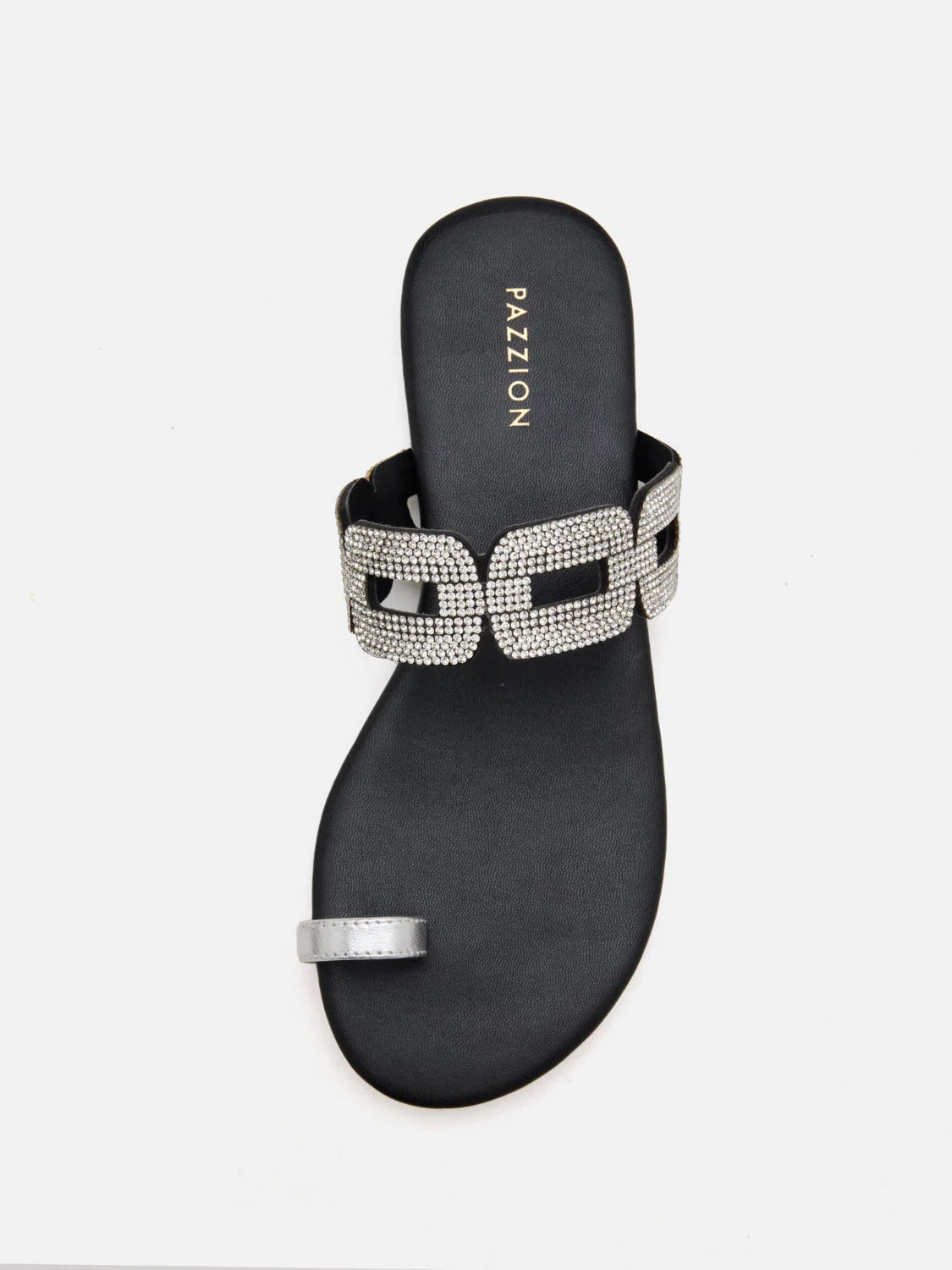 PAZZION, Helivara Crystal Link Slides, Black