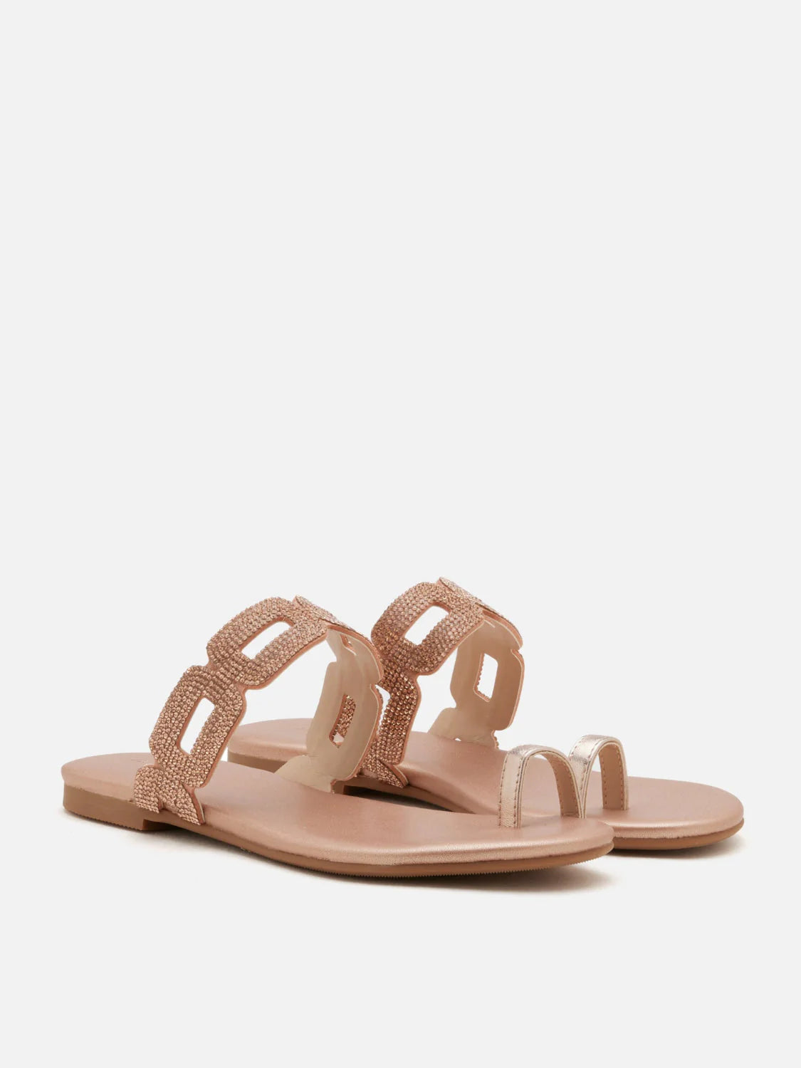 PAZZION, Helivara Crystal Link Slides, Champagne