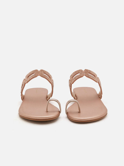 PAZZION, Helivara Crystal Link Slides, Champagne