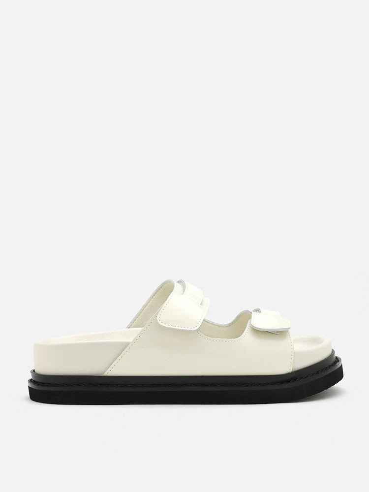 PAZZION, Henrietta Platform Slide Sandals, White