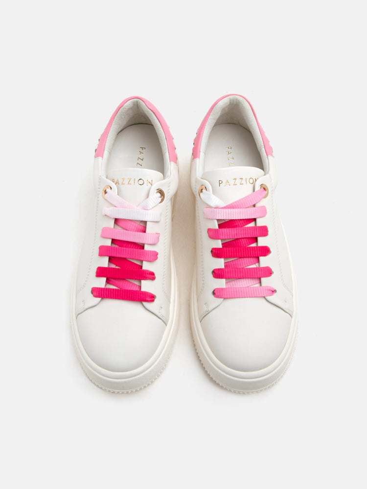 PAZZION, Icy Gradient Laced Up Leather Sneakers, Pink