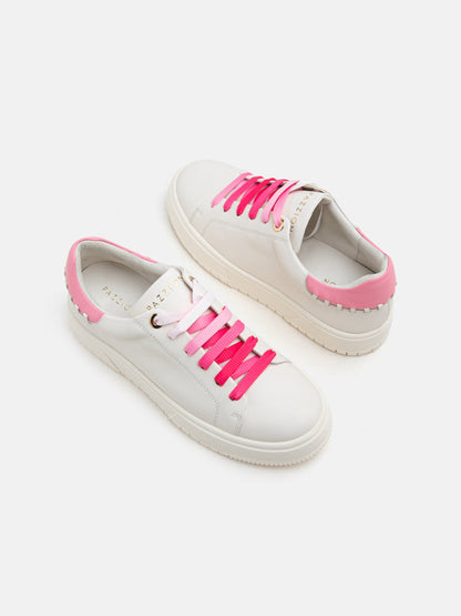 PAZZION, Icy Gradient Laced Up Leather Sneakers, Pink