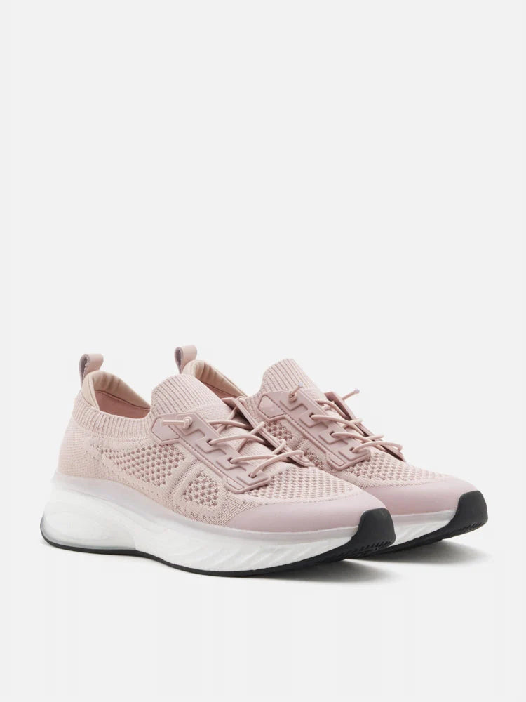 PAZZION, Iris Laced Flyknit Sneakers, Pink