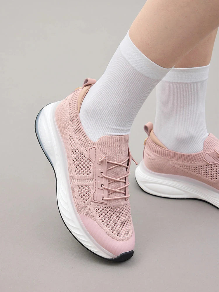 PAZZION, Iris Laced Flyknit Sneakers, Pink