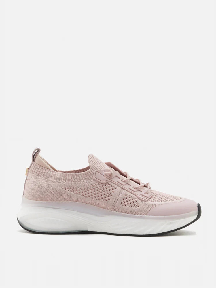 PAZZION, Iris Laced Flyknit Sneakers, Pink