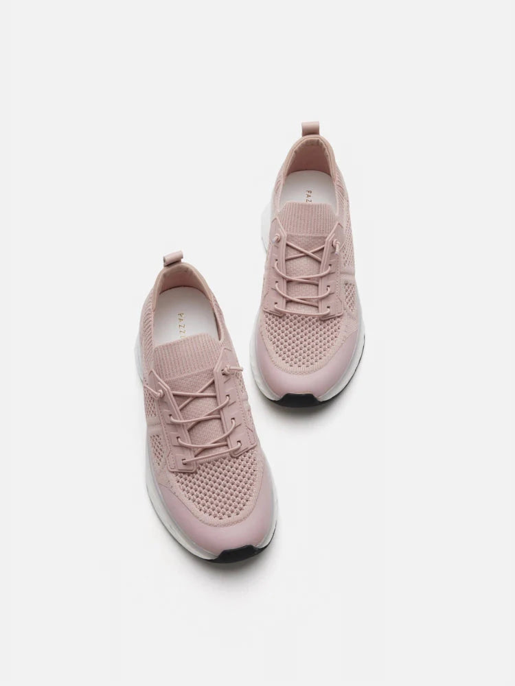 PAZZION, Iris Laced Flyknit Sneakers, Pink