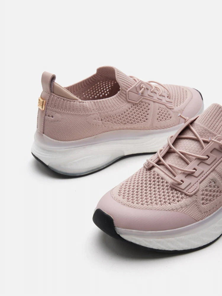 PAZZION, Iris Laced Flyknit Sneakers, Pink