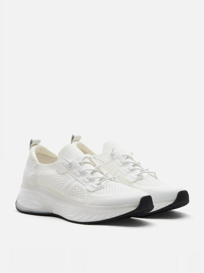 PAZZION, Iris Laced Flyknit Sneakers, White