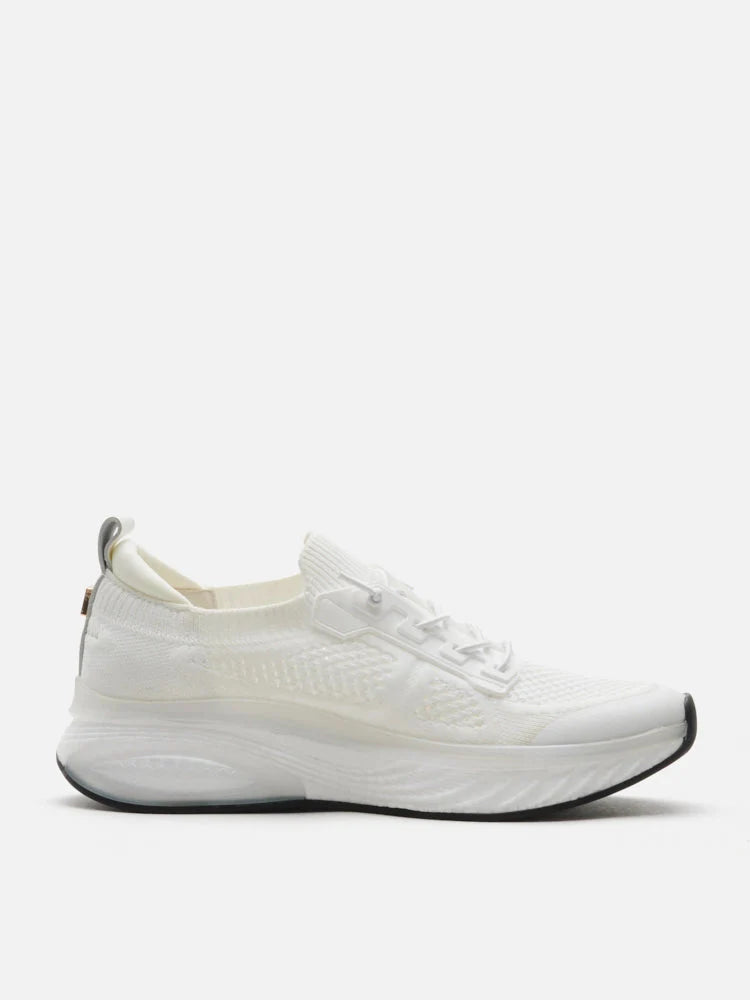 PAZZION, Iris Laced Flyknit Sneakers, White