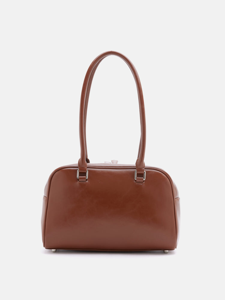 PAZZION, Jaida Elongated Handle Shoulder Bag, Brown