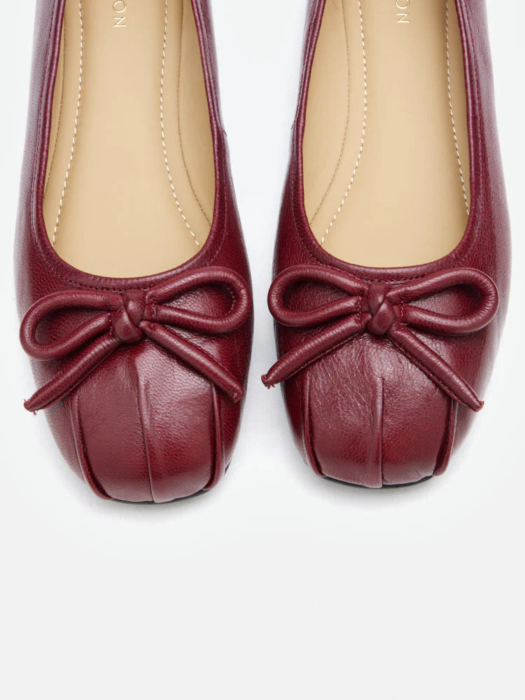 PAZZION, Janae Sculpted Bow Knot Flats, Wine