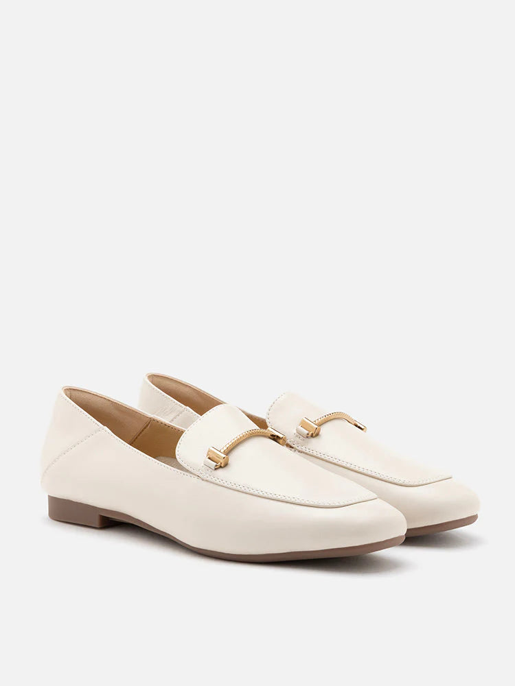 PAZZION, Jaya Minimalist Horsebit Loafers, Beige