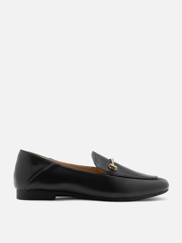 PAZZION, Jaya Minimalist Horsebit Loafers, Black