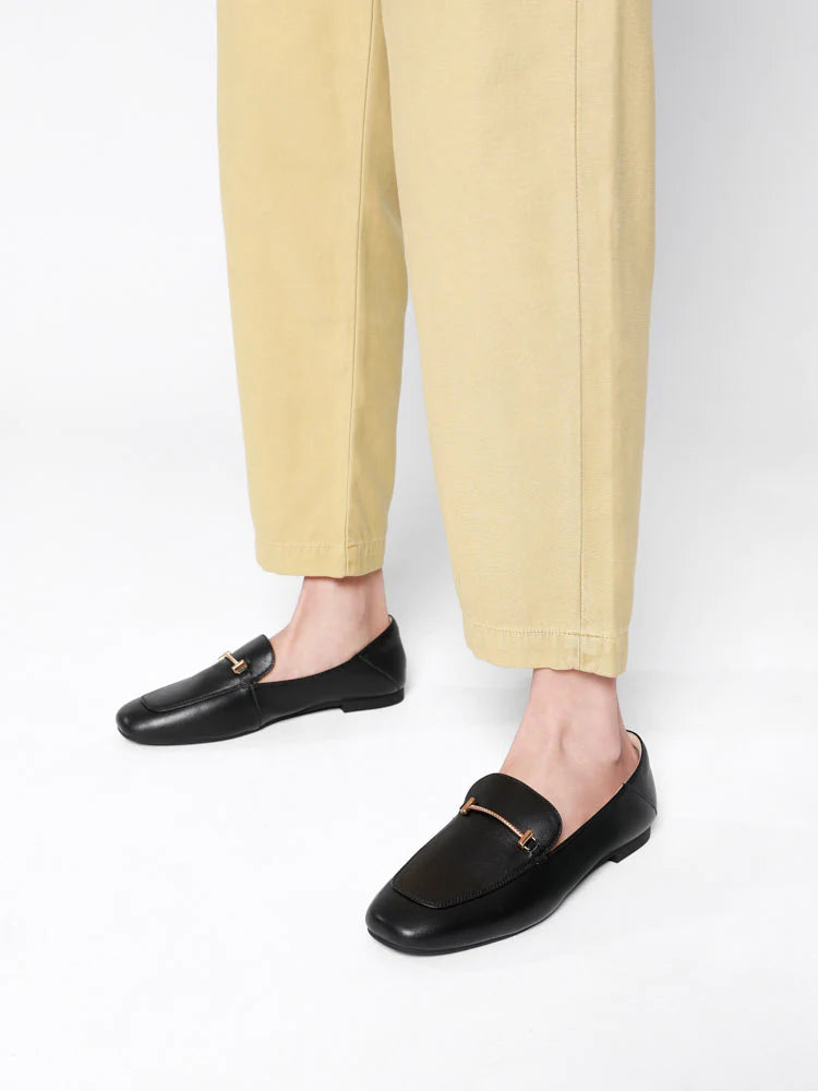 PAZZION, Jaya Minimalist Horsebit Loafers, Black