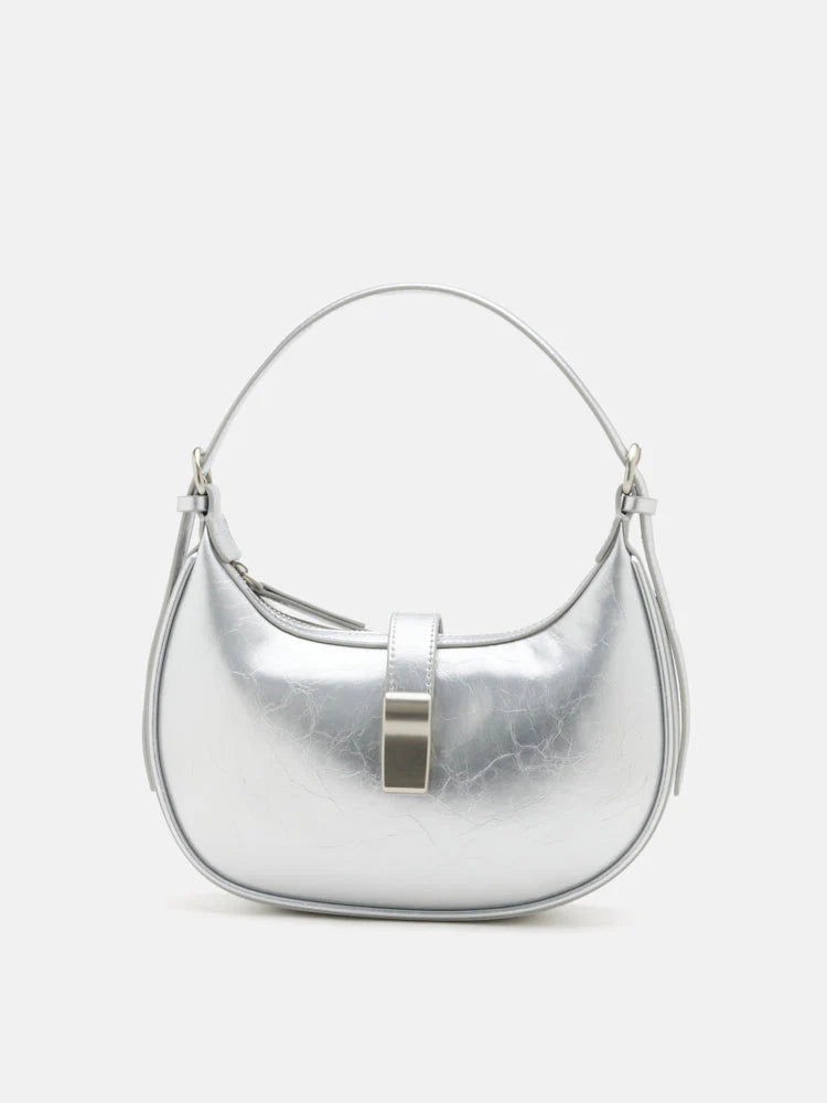 PAZZION, Jayne Metallic Accent Bag, Silver