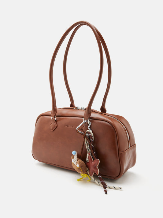 PAZZION, Joie Elongated Handle Shoulder Bag, Brown