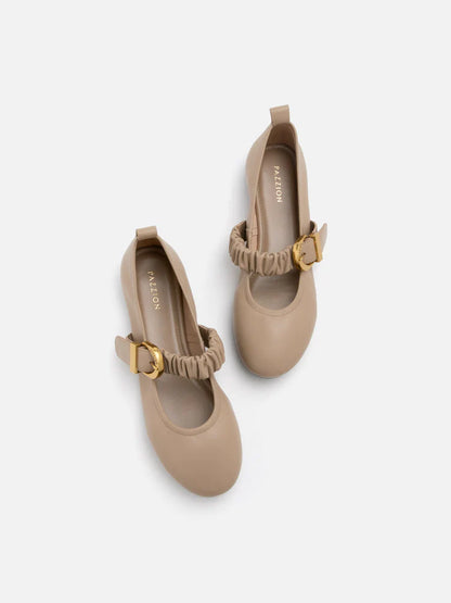 PAZZION, Judith Ruched Strap Maryjanes, Khaki