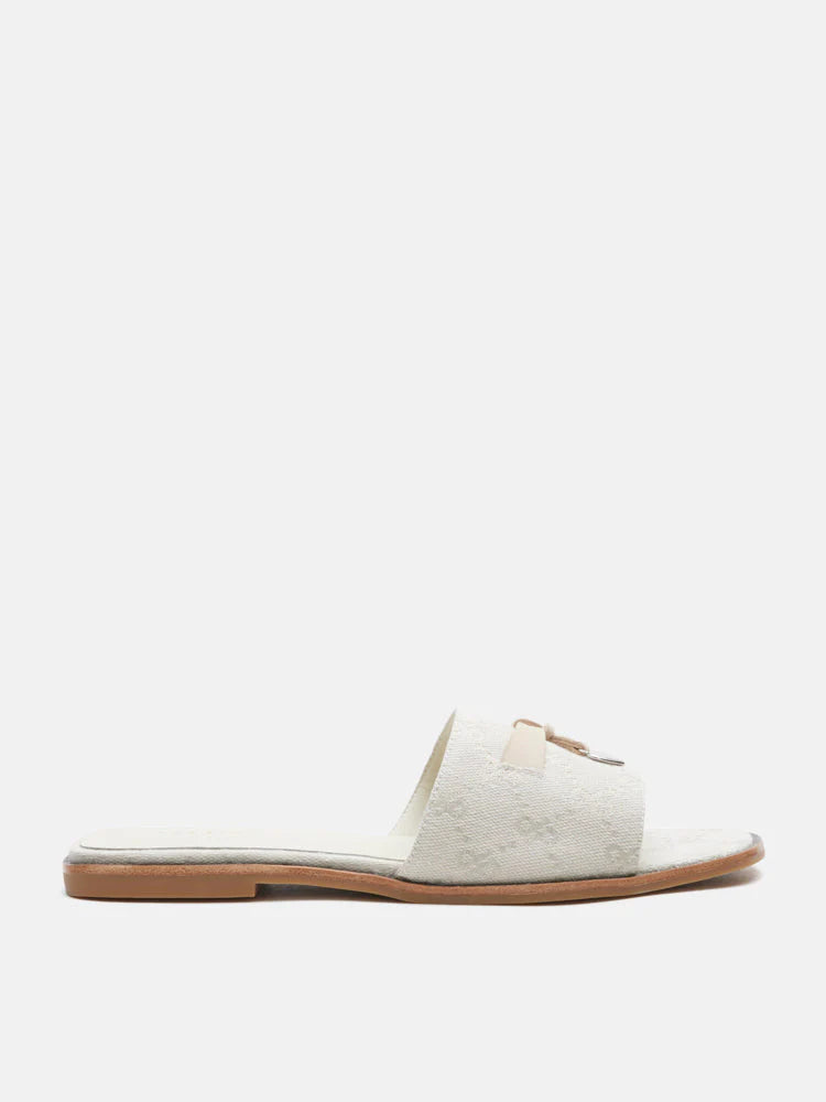 PAZZION, Juliette Monogram Slides, Beige