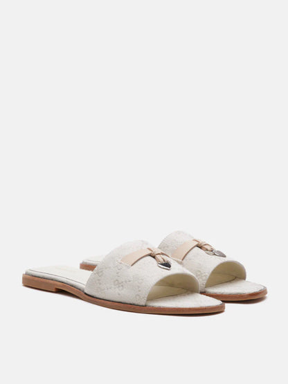 PAZZION, Juliette Monogram Slides, Beige