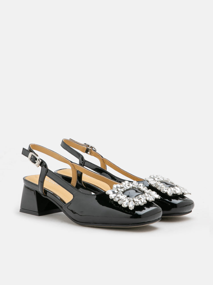 PAZZION, Juliette Slingback Heels, Black