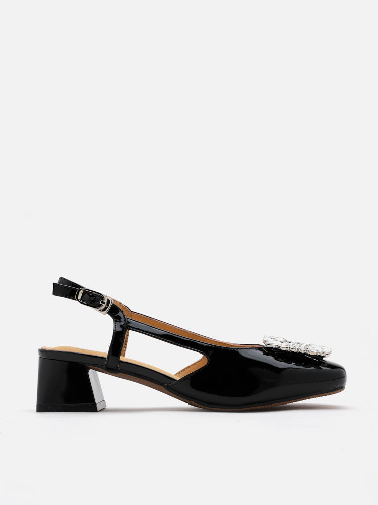 PAZZION, Juliette Slingback Heels, Black