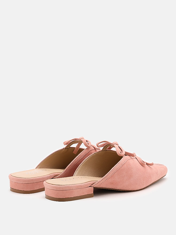 PAZZION, Kacy Ribbon Tie Suede Mules, Pink