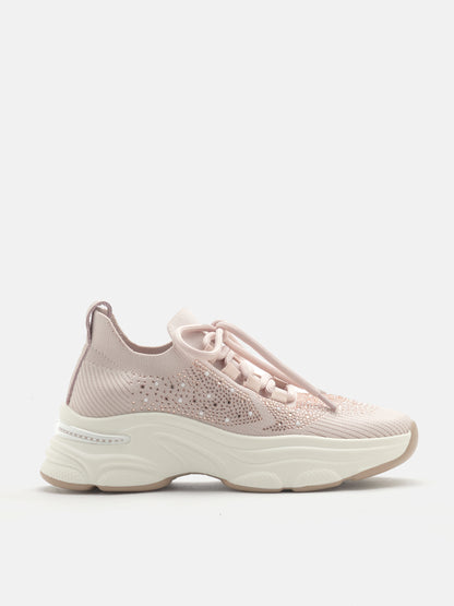PAZZION, Kailani Crystal Embellished Flyknit Sneakers, Pink