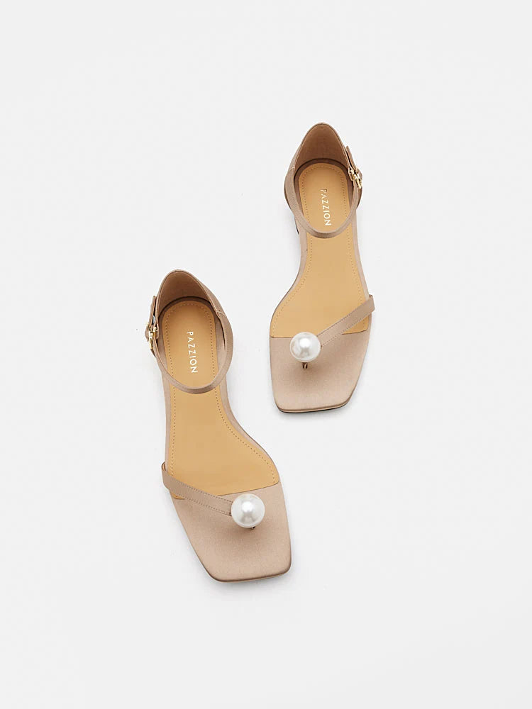 PAZZION, Kailyn Pearl Sandals, Almond